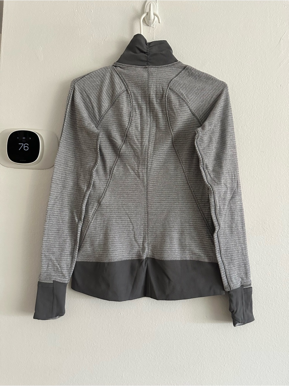 lululemon athletica Heathered Gray 1/4 zip Striped sweater women 4